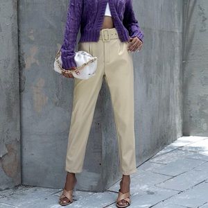 Belted Leather Pants